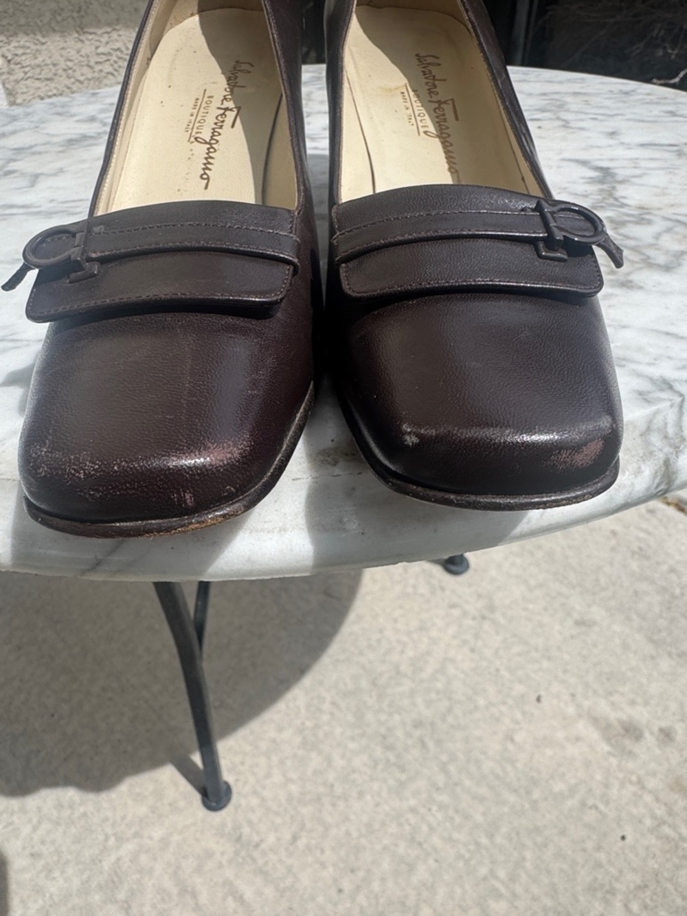 Salvatore Ferragamo Boutique Leather Loafers | Brown Gancini Pumps|8.5 4A Narrow - Picture 6 of 7